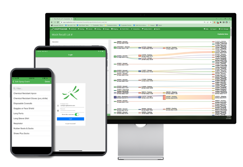 Croptracker on the desktop, tablet and cellphone 