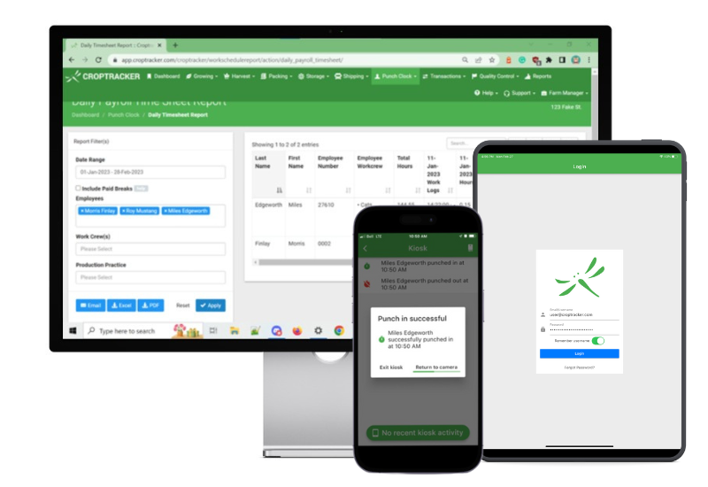 Croptracker on the desktop, tablet and cellphone