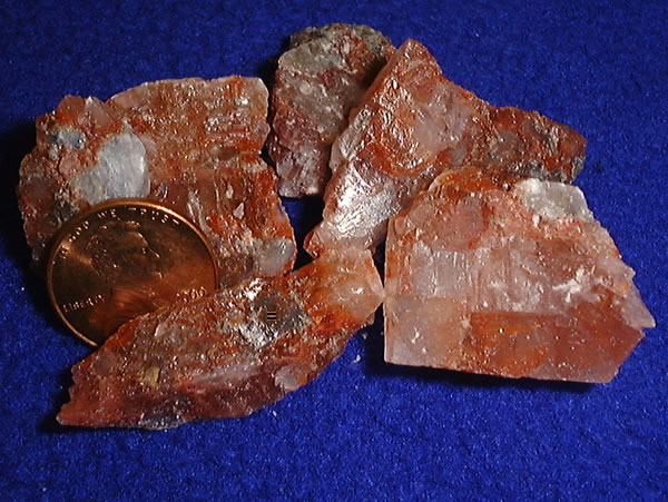 Polycrystalline potash, with a U.S. penny for reference.