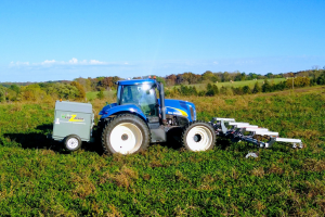 The weed zapper annihilator attaches to a tractor to electrocute troublesome weeds