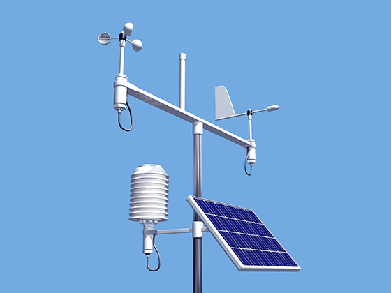 A weather station with various components such as an anemometer