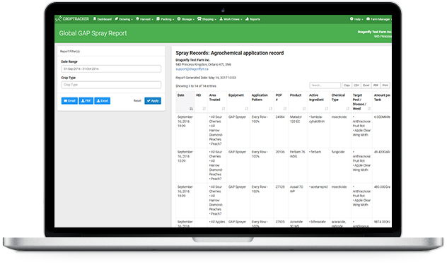 Software for agricultural products GlobalGAP management system